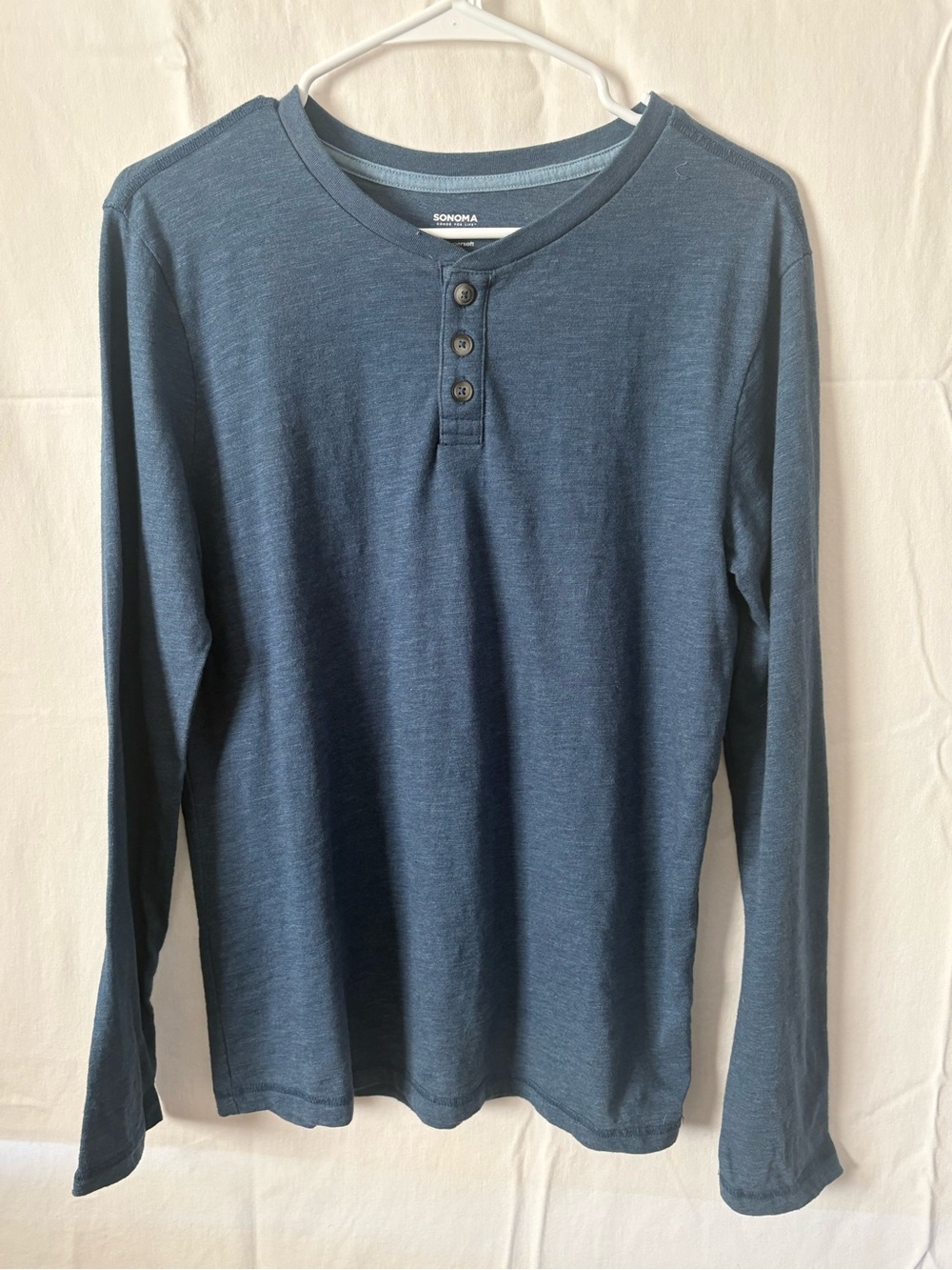 Sonoma Blue Long-Sleeve Henley Tee